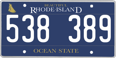 RI license plate 538389