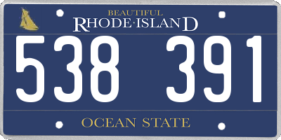 RI license plate 538391