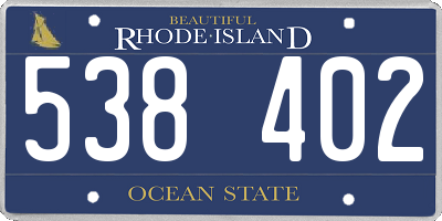 RI license plate 538402