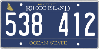 RI license plate 538412