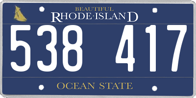 RI license plate 538417