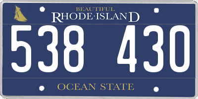 RI license plate 538430