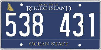 RI license plate 538431