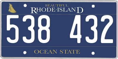 RI license plate 538432