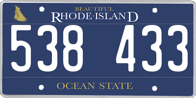 RI license plate 538433