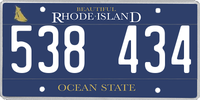 RI license plate 538434