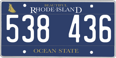 RI license plate 538436