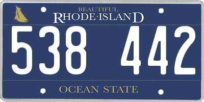 RI license plate 538442