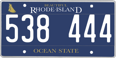 RI license plate 538444