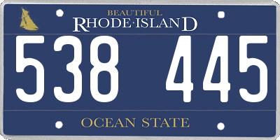 RI license plate 538445