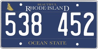 RI license plate 538452