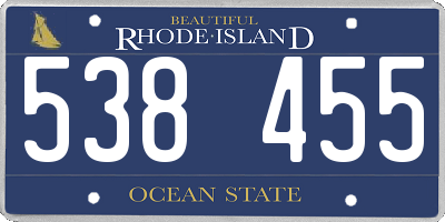 RI license plate 538455