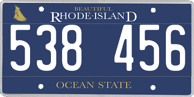 RI license plate 538456