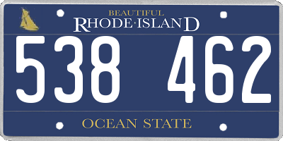 RI license plate 538462