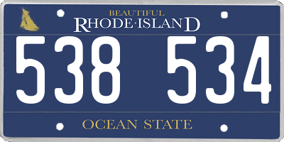 RI license plate 538534