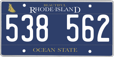 RI license plate 538562