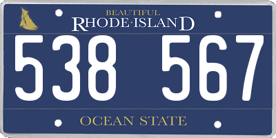 RI license plate 538567