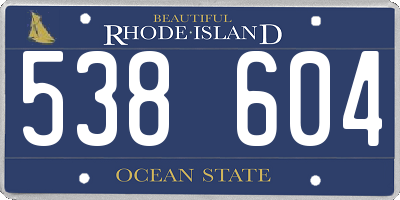 RI license plate 538604