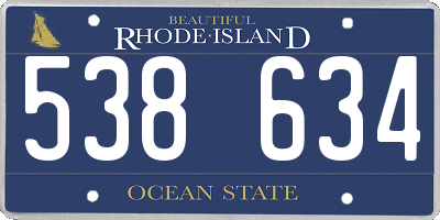 RI license plate 538634