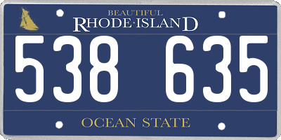 RI license plate 538635