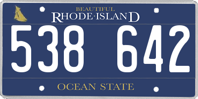 RI license plate 538642
