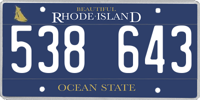 RI license plate 538643