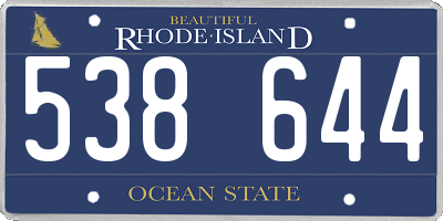RI license plate 538644