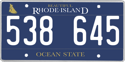 RI license plate 538645