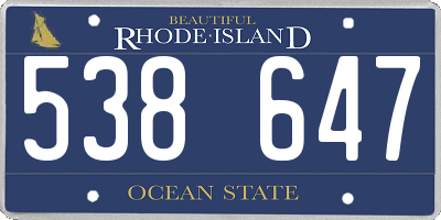 RI license plate 538647