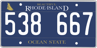 RI license plate 538667