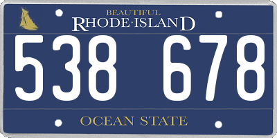 RI license plate 538678