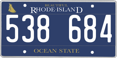 RI license plate 538684