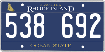 RI license plate 538692