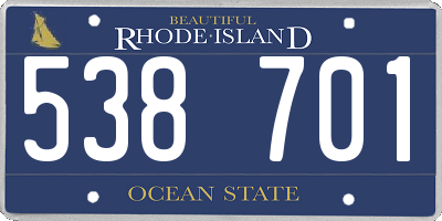 RI license plate 538701
