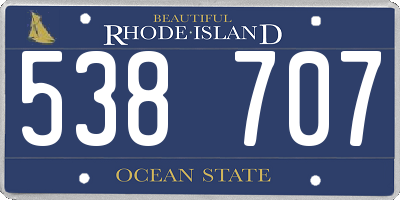 RI license plate 538707
