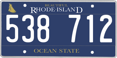 RI license plate 538712