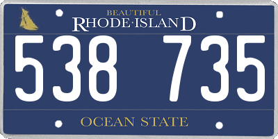RI license plate 538735