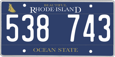 RI license plate 538743
