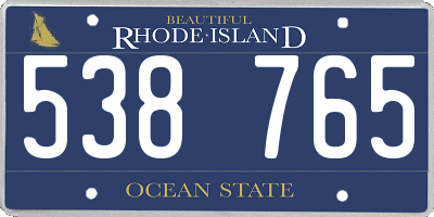 RI license plate 538765
