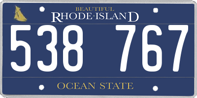 RI license plate 538767