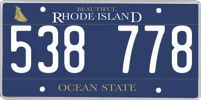 RI license plate 538778