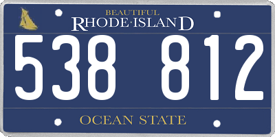 RI license plate 538812