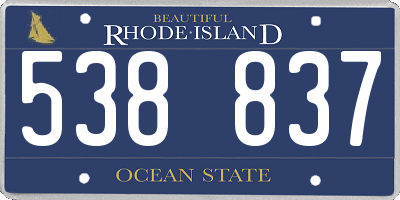 RI license plate 538837