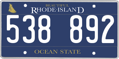 RI license plate 538892