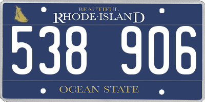 RI license plate 538906