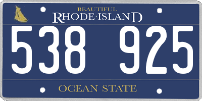 RI license plate 538925
