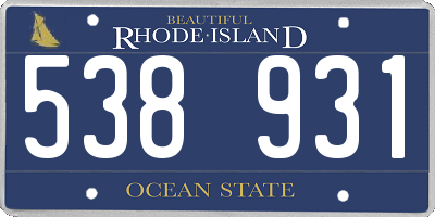 RI license plate 538931