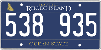 RI license plate 538935