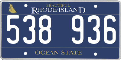 RI license plate 538936