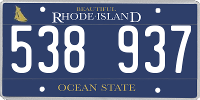 RI license plate 538937